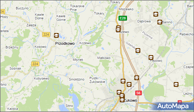 mapa Małkowo, Małkowo na mapie Targeo