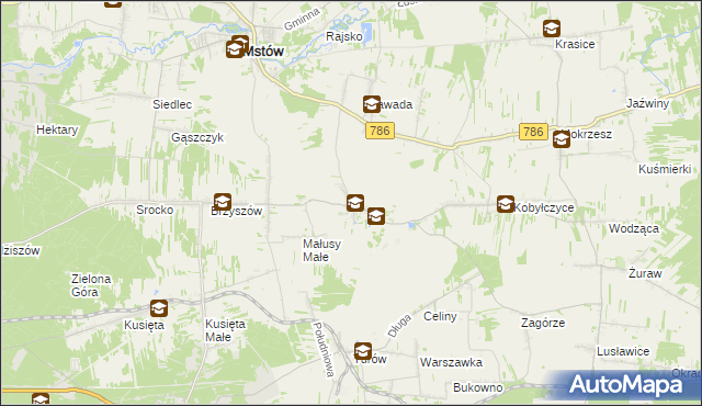 mapa Małusy Wielkie, Małusy Wielkie na mapie Targeo