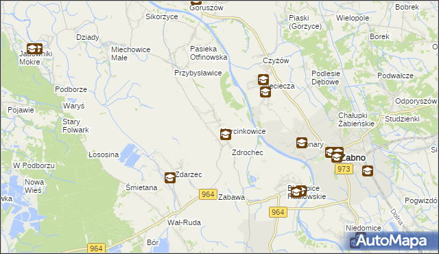 mapa Marcinkowice gmina Radłów, Marcinkowice gmina Radłów na mapie Targeo