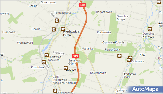 mapa Marianka gmina Niedrzwica Duża, Marianka gmina Niedrzwica Duża na mapie Targeo
