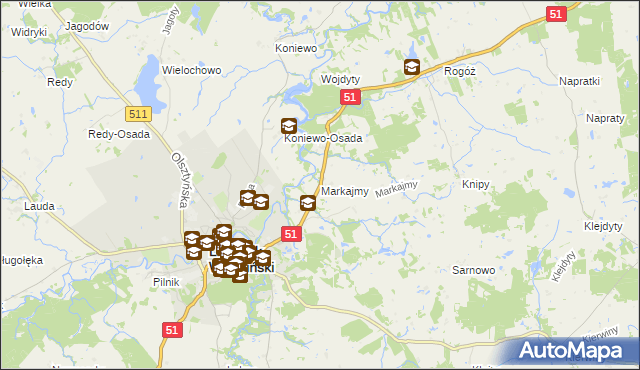 mapa Markajmy, Markajmy na mapie Targeo
