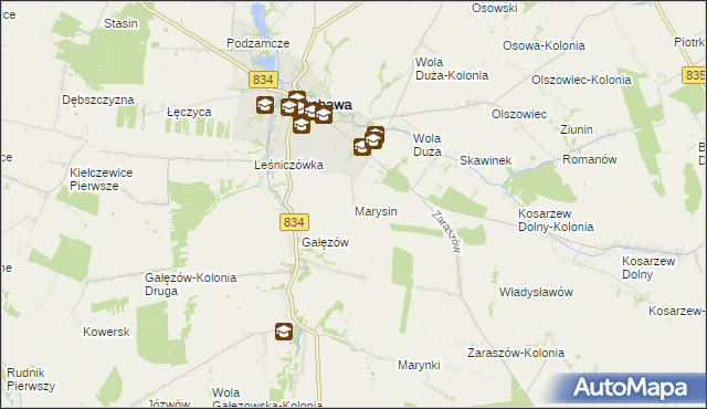 mapa Marysin gmina Bychawa, Marysin gmina Bychawa na mapie Targeo