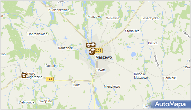 mapa Maszewo powiat goleniowski, Maszewo powiat goleniowski na mapie Targeo
