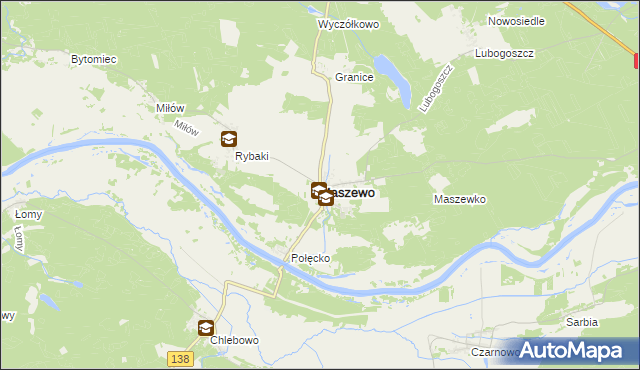 mapa Maszewo powiat krośnieński, Maszewo powiat krośnieński na mapie Targeo