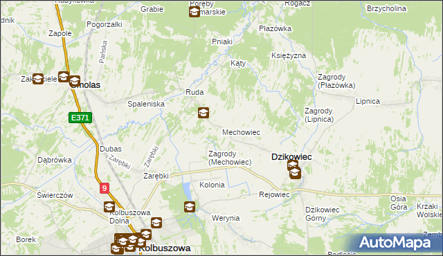 mapa Mechowiec, Mechowiec na mapie Targeo