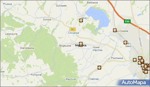 mapa Męcinka, Męcinka na mapie Targeo