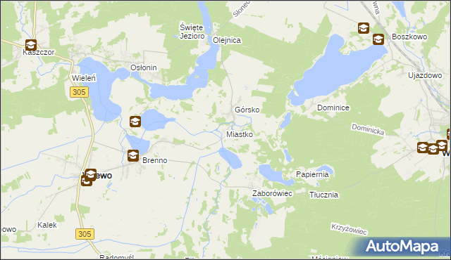 mapa Miastko gmina Wijewo, Miastko gmina Wijewo na mapie Targeo