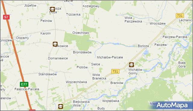 mapa Michałów-Parcele, Michałów-Parcele na mapie Targeo