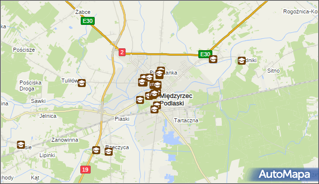 mapa Międzyrzec Podlaski, Międzyrzec Podlaski na mapie Targeo