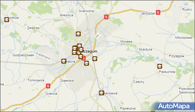 mapa Międzyrzecze gmina Strzegom, Międzyrzecze gmina Strzegom na mapie Targeo