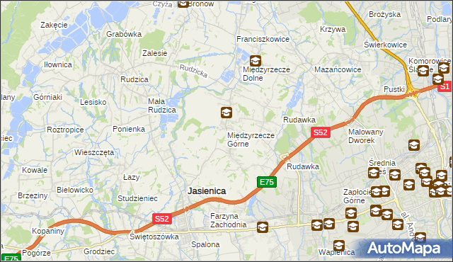 mapa Międzyrzecze Górne, Międzyrzecze Górne na mapie Targeo