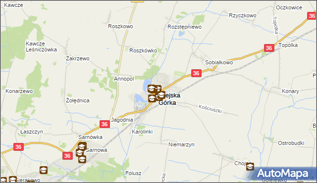 mapa Miejska Górka, Miejska Górka na mapie Targeo