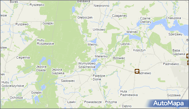 mapa Mielenko gmina Mogilno, Mielenko gmina Mogilno na mapie Targeo