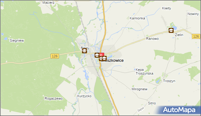 mapa Mieszkowice powiat gryfiński, Mieszkowice powiat gryfiński na mapie Targeo