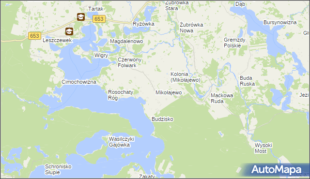 mapa Mikołajewo gmina Krasnopol, Mikołajewo gmina Krasnopol na mapie Targeo