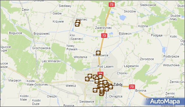 mapa Mikułowice gmina Busko-Zdrój, Mikułowice gmina Busko-Zdrój na mapie Targeo