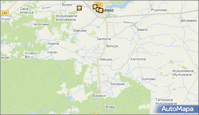 mapa Miłkowo gmina Lubasz, Miłkowo gmina Lubasz na mapie Targeo