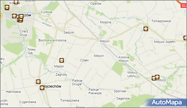 mapa Miłocin gmina Wojciechów, Miłocin gmina Wojciechów na mapie Targeo