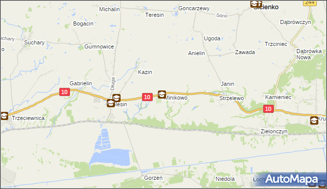 mapa Minikowo gmina Nakło nad Notecią, Minikowo gmina Nakło nad Notecią na mapie Targeo