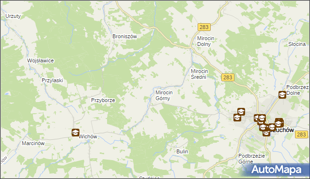 mapa Mirocin Górny, Mirocin Górny na mapie Targeo