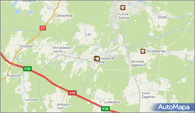 mapa Mirostowice Dolne, Mirostowice Dolne na mapie Targeo