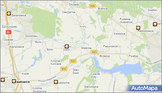 mapa Mizerów, Mizerów na mapie Targeo