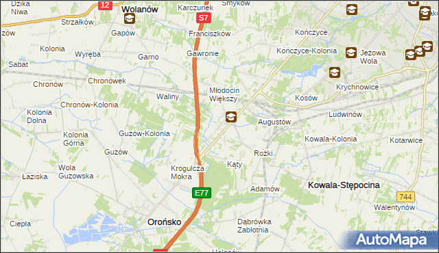 mapa Młodocin Mniejszy, Młodocin Mniejszy na mapie Targeo