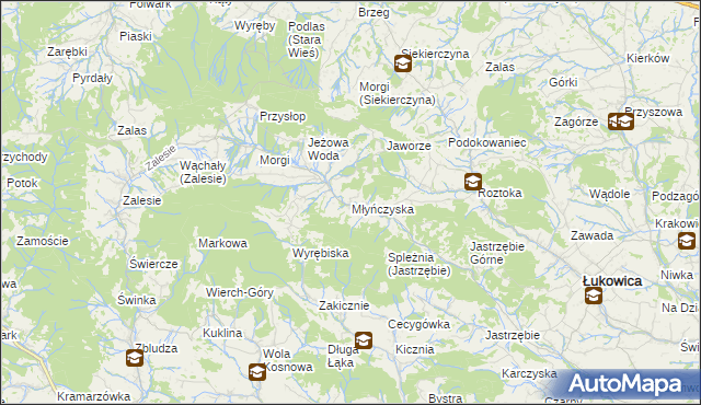 mapa Młyńczyska, Młyńczyska na mapie Targeo