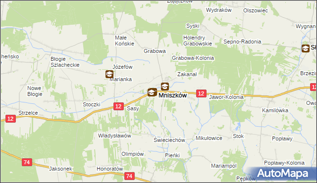 mapa Mniszków powiat opoczyński, Mniszków powiat opoczyński na mapie Targeo