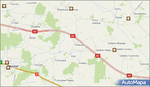 mapa Modrzew gmina Zbuczyn, Modrzew gmina Zbuczyn na mapie Targeo