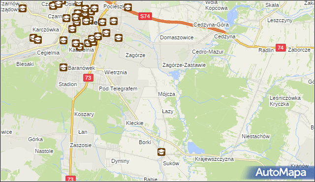 mapa Mójcza, Mójcza na mapie Targeo