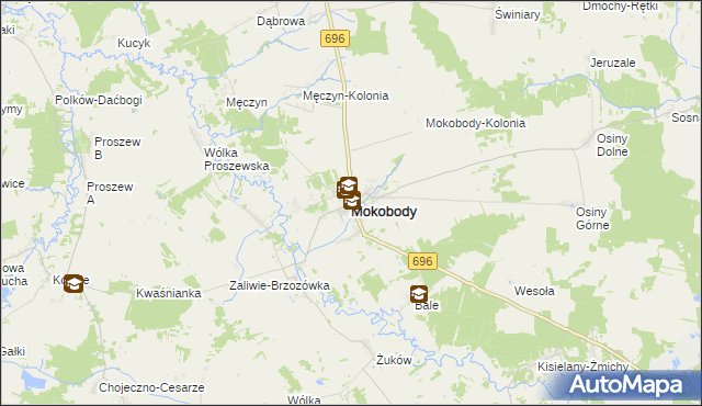 mapa Mokobody, Mokobody na mapie Targeo