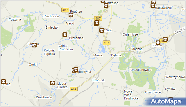 mapa Mokra gmina Biała, Mokra gmina Biała na mapie Targeo