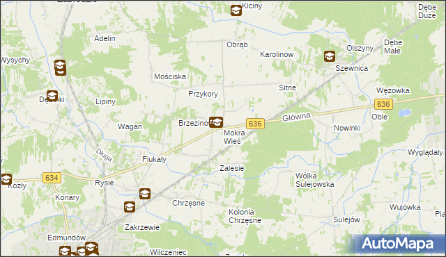 mapa Mokra Wieś gmina Tłuszcz, Mokra Wieś gmina Tłuszcz na mapie Targeo