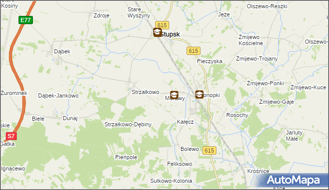 mapa Morawy gmina Stupsk, Morawy gmina Stupsk na mapie Targeo
