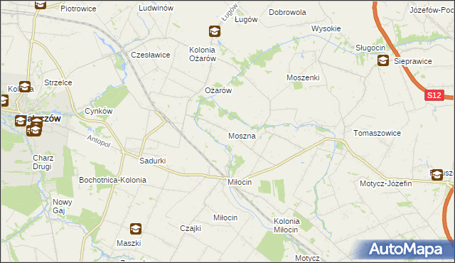 mapa Moszna gmina Jastków, Moszna gmina Jastków na mapie Targeo