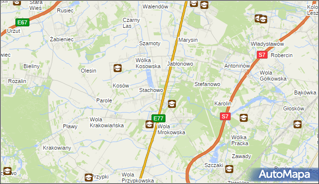 mapa Mroków gmina Lesznowola, Mroków gmina Lesznowola na mapie Targeo