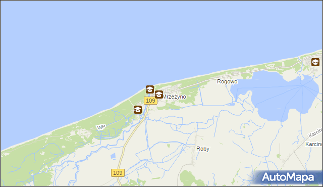 mapa Mrzeżyno, Mrzeżyno na mapie Targeo