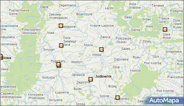 mapa Mstów gmina Jodłownik, Mstów gmina Jodłownik na mapie Targeo