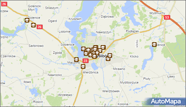 mapa Myślibórz, Myślibórz na mapie Targeo