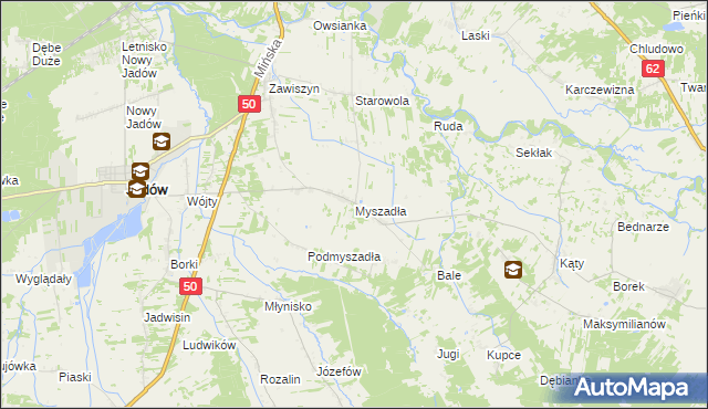 mapa Myszadła, Myszadła na mapie Targeo