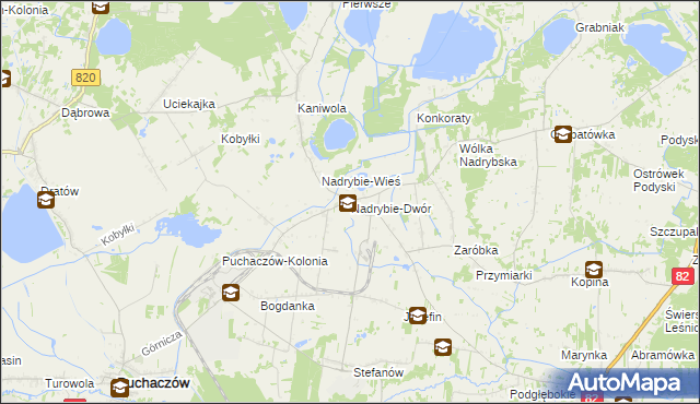 mapa Nadrybie-Dwór, Nadrybie-Dwór na mapie Targeo