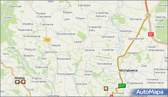 mapa Narama, Narama na mapie Targeo