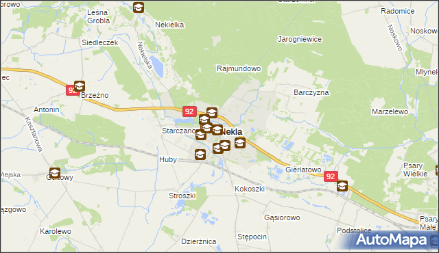 mapa Nekla powiat wrzesiński, Nekla powiat wrzesiński na mapie Targeo