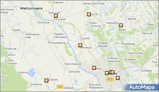 mapa Nieciecza, Nieciecza na mapie Targeo