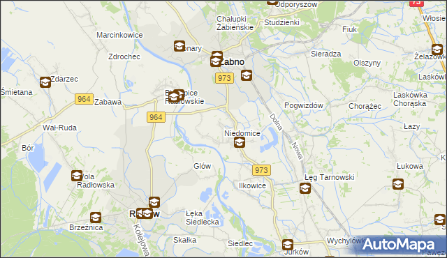 mapa Niedomice, Niedomice na mapie Targeo