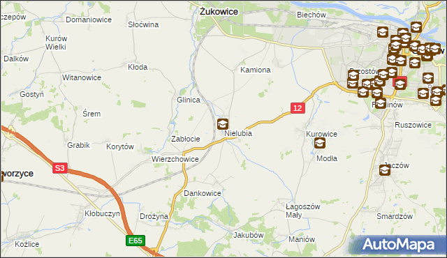 mapa Nielubia, Nielubia na mapie Targeo