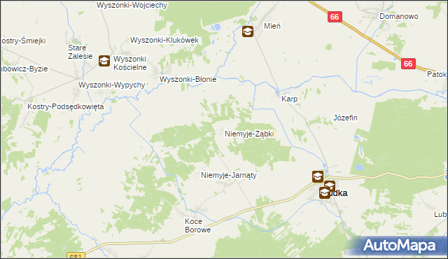 mapa Niemyje-Ząbki, Niemyje-Ząbki na mapie Targeo