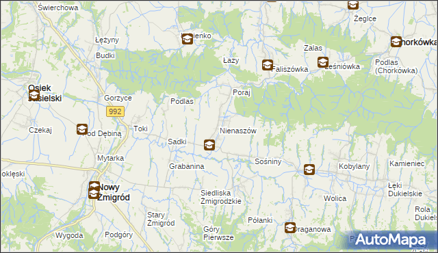 mapa Nienaszów, Nienaszów na mapie Targeo