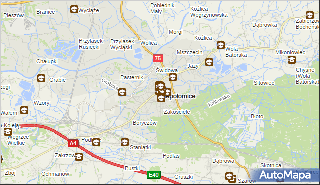 mapa Niepołomice, Niepołomice na mapie Targeo